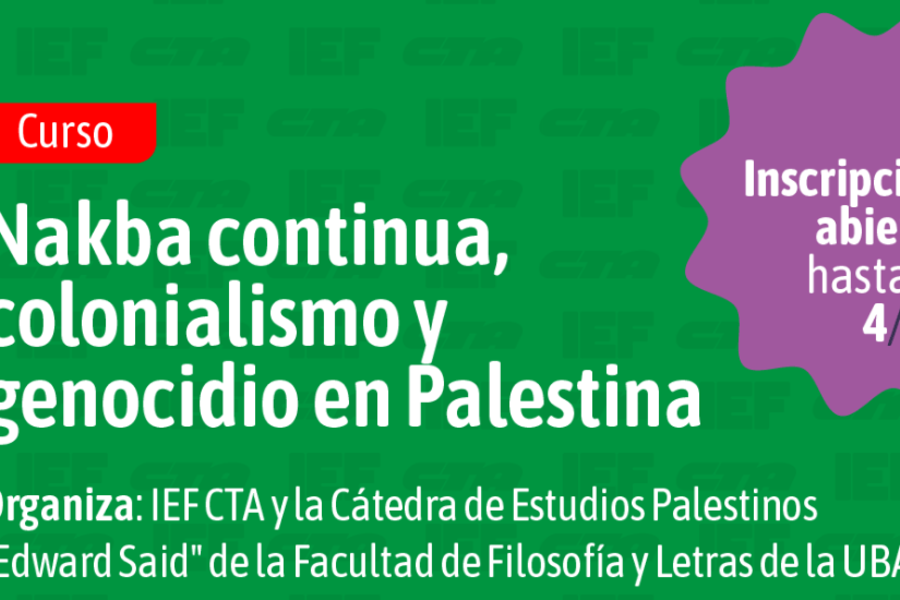 Curso virtual: “Nakba continua, colonialismo y genocidio en Palestina"